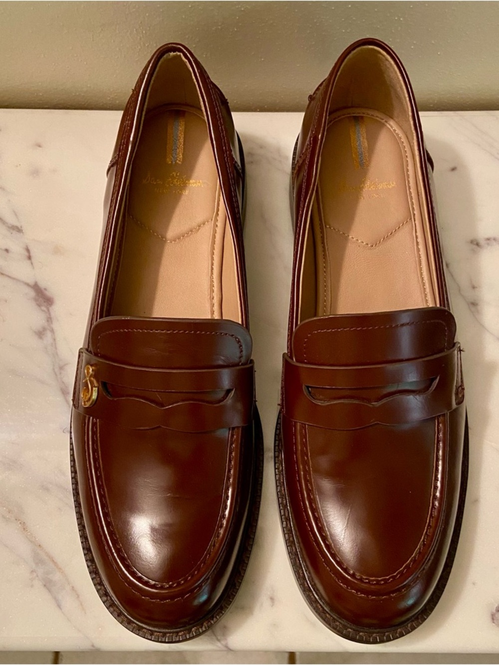 ✨Sam Edelman Collin Genuine Leather Penny Loafers with Gold Accent